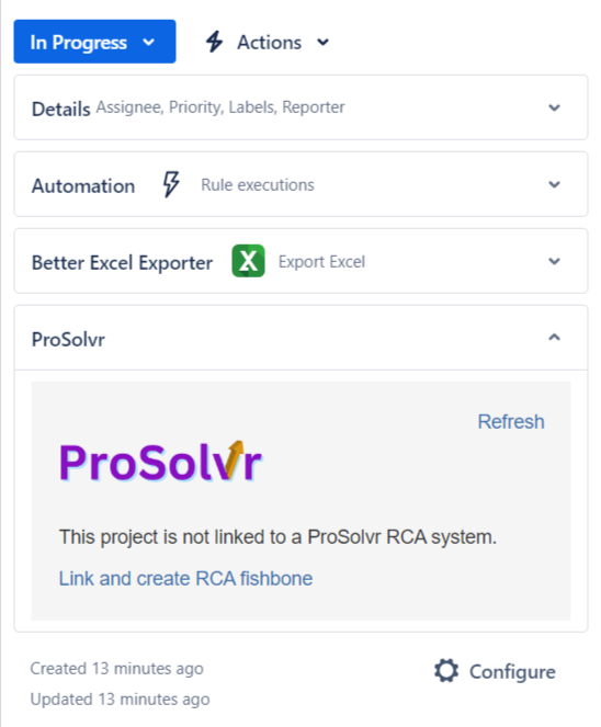 Open a problem in ProSolvr Jira app